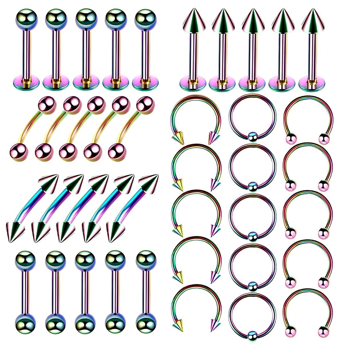 HASTHIP 40pcs 16G Assorted Stainless Steel Body Button Rings Piercing Studs Jewelry Lot Kit for Nose, Lip, Tongue, Cartilage, Tragus Eyebrow, Barbell, Belly HASTHIP 40pcs 16G Assorted Stainless Steel Body Button Rings Piercing Studs Jewelry Lot Kit for Nose, Lip, Tongue, Cartilage, Tragus Eyebrow, Barbell, Belly